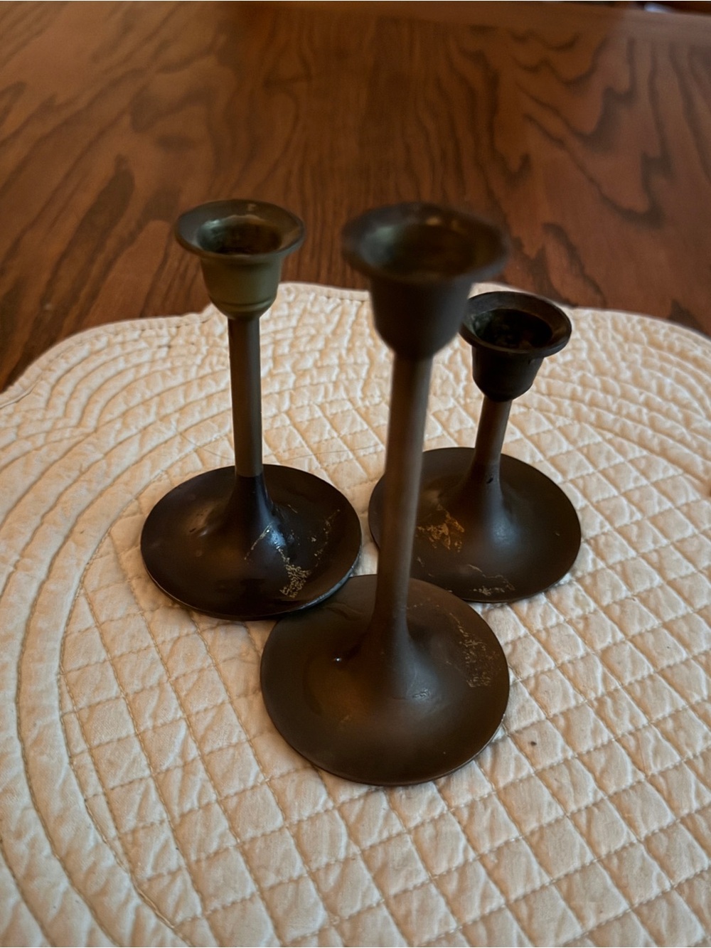 Vintage Metal Taper Candle Holders – Set of 3